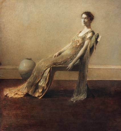 A Woman Green and Gold ca. 1917	by  Thomas Wilmer Dewing 1851-1938   The Metropolitan Museum of Art New York NY   53.69